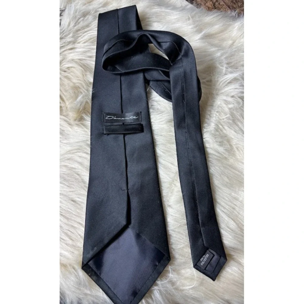 D'Amante Couture Tie Mens Black Rayon Retro Formal Necktie Vintage